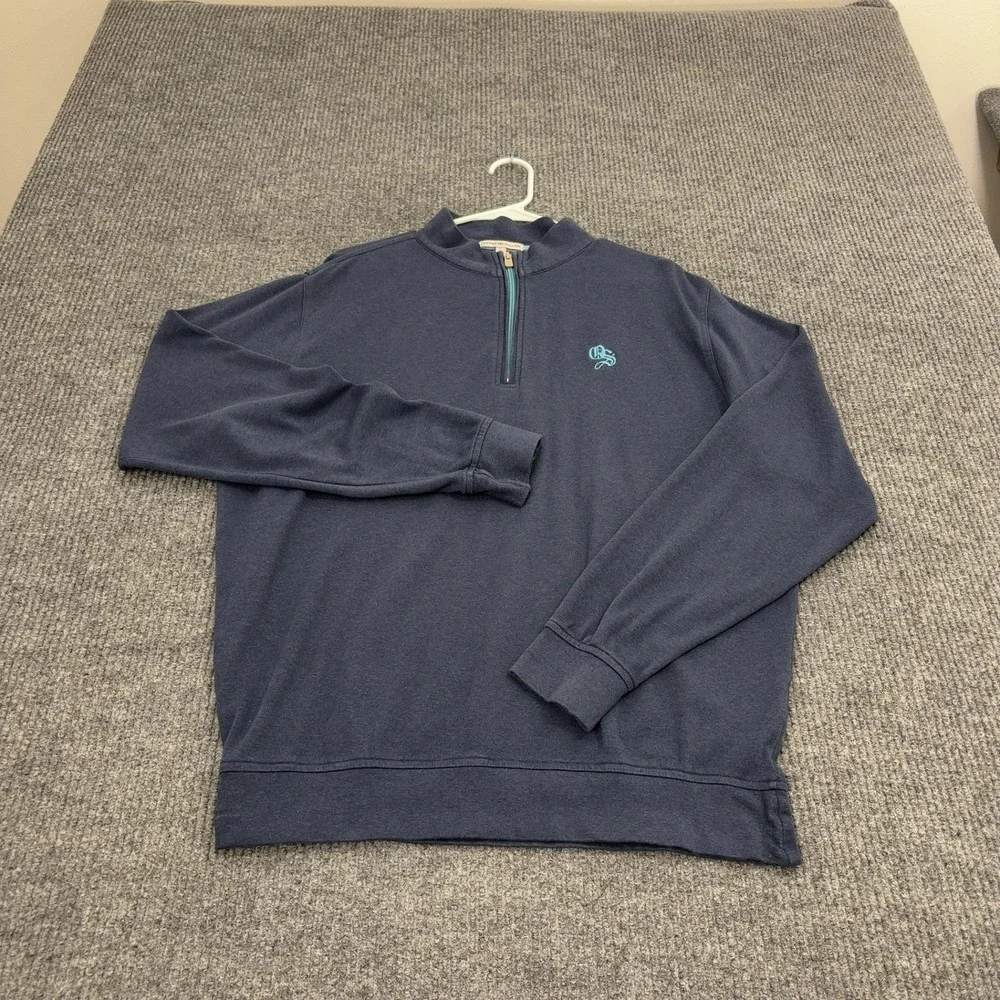 Peter Millar Pullover Mens L Navy Blue Cotton Quarter Zip Golf Classic